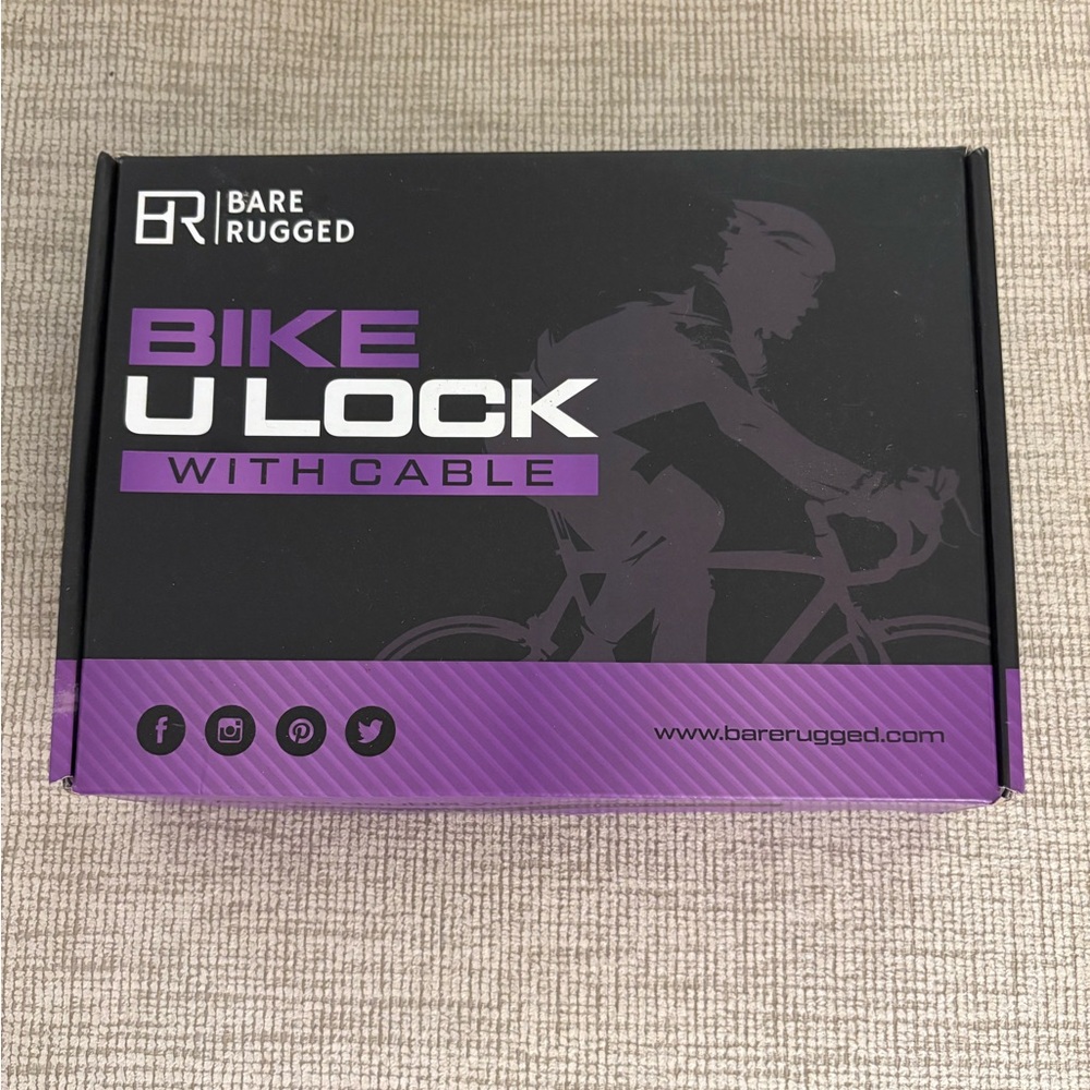 Bare Rugged U Lock with Cable - Black and Purple